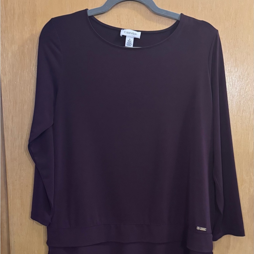 Calvin Klein Women's Dark Purple Long Sleeve Top